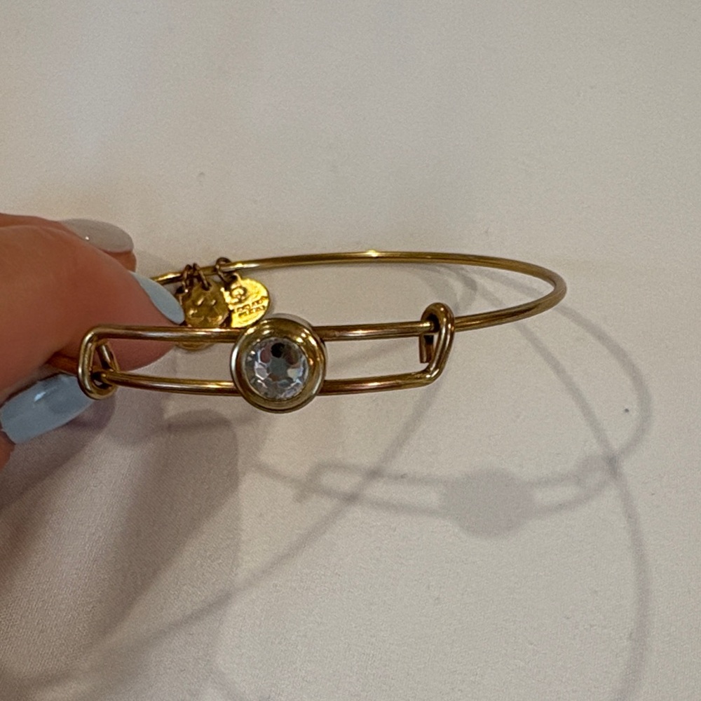 Alex and Ani Gold Bracelet with Crystal Charm